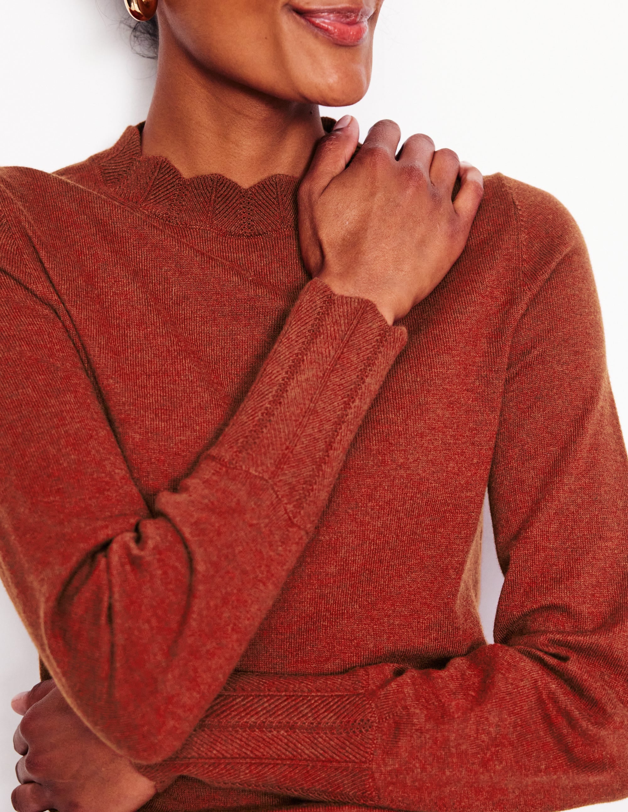 Pull Imi à détails festonnés-Orange Brûlée - Image 2
