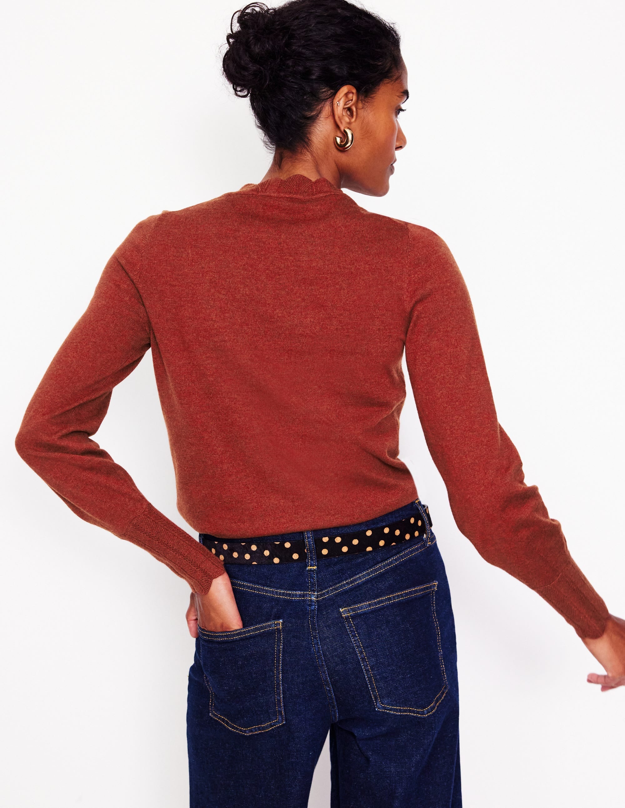 Pull Imi à détails festonnés-Orange Brûlée - Image 3