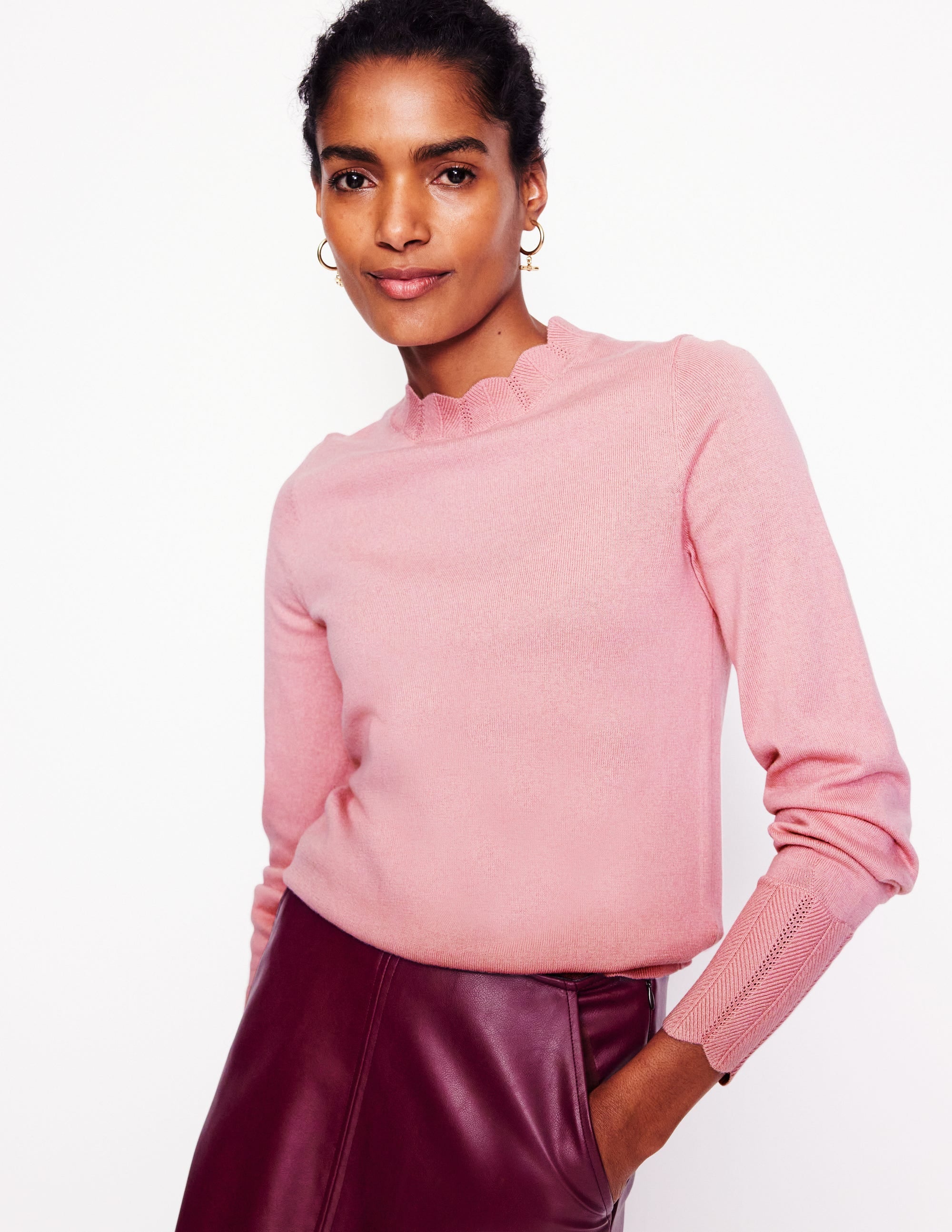 Pull Imi à détails festonnés-Rose quartz - Image 1