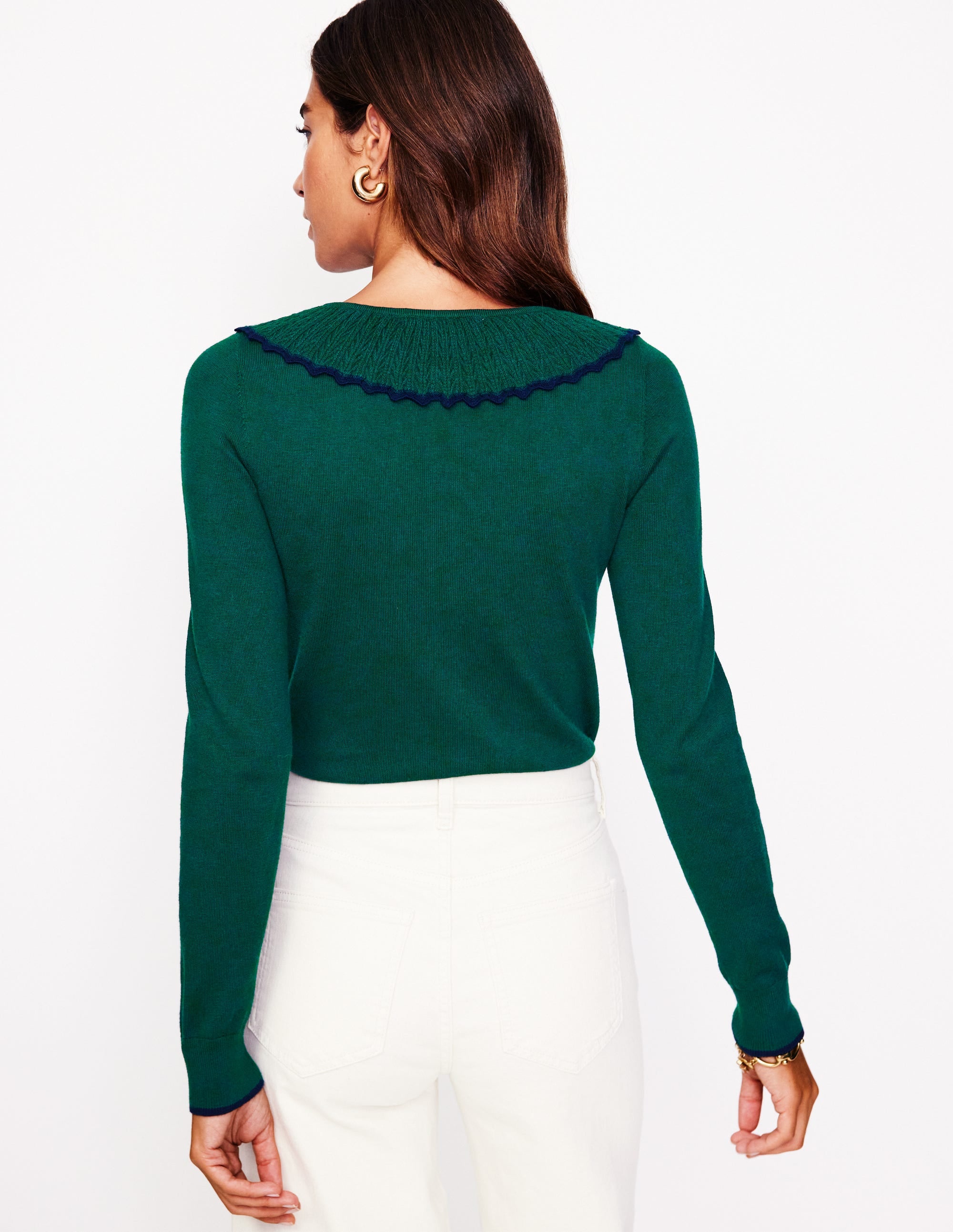 Frill Collared Cardigan-Glade Green - Image 3