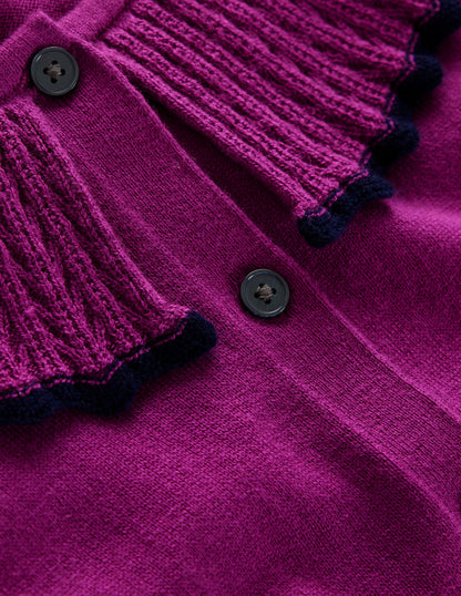 Strickjacke mit Rüschenkragen-Amethystviolett