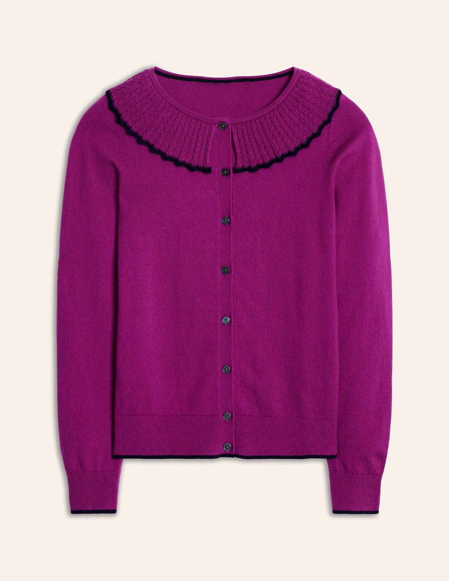 Strickjacke mit Rüschenkragen-Amethystviolett