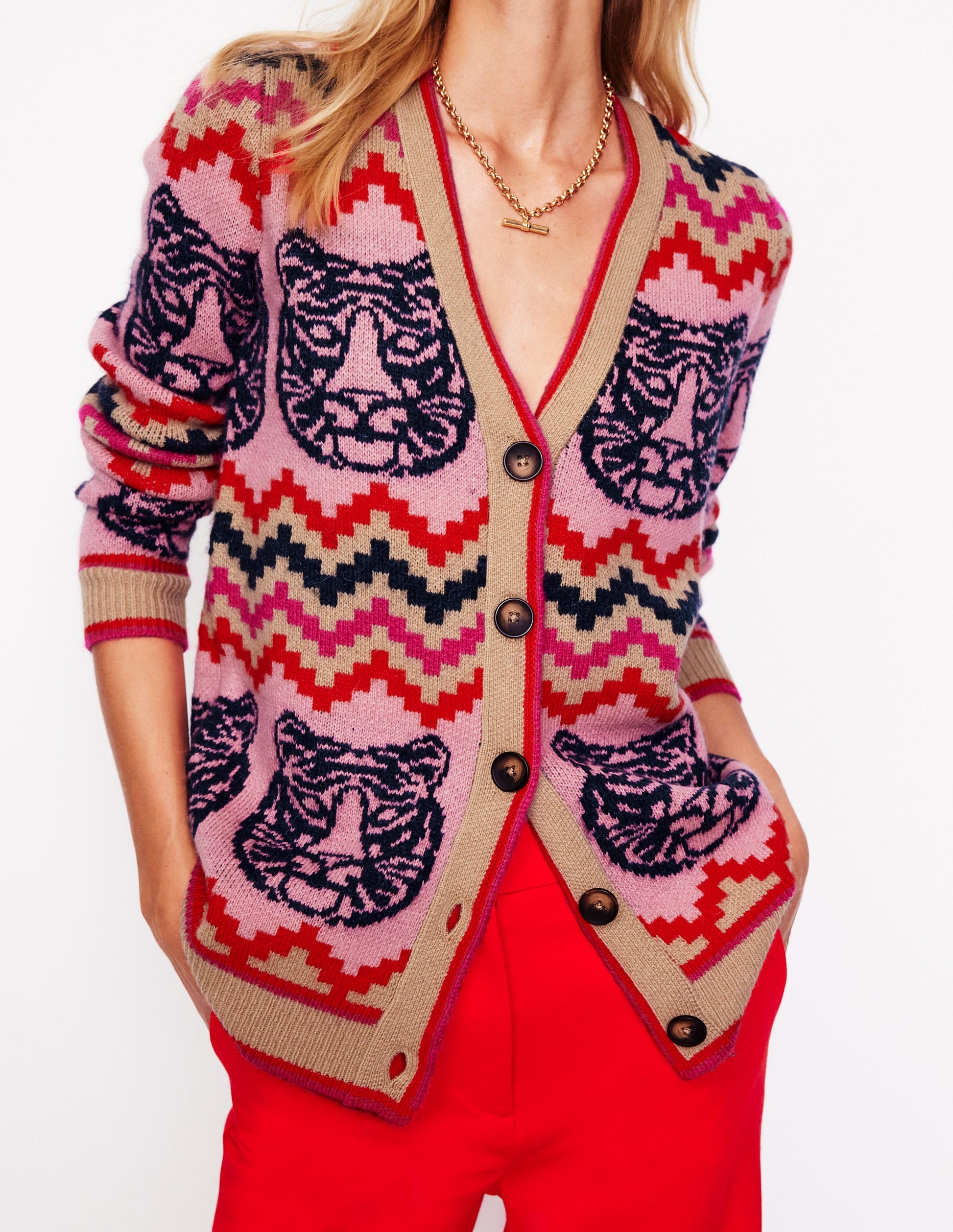 Quinn Strickjacke im Boyfriend-Stil-Bunt, Tiger-2