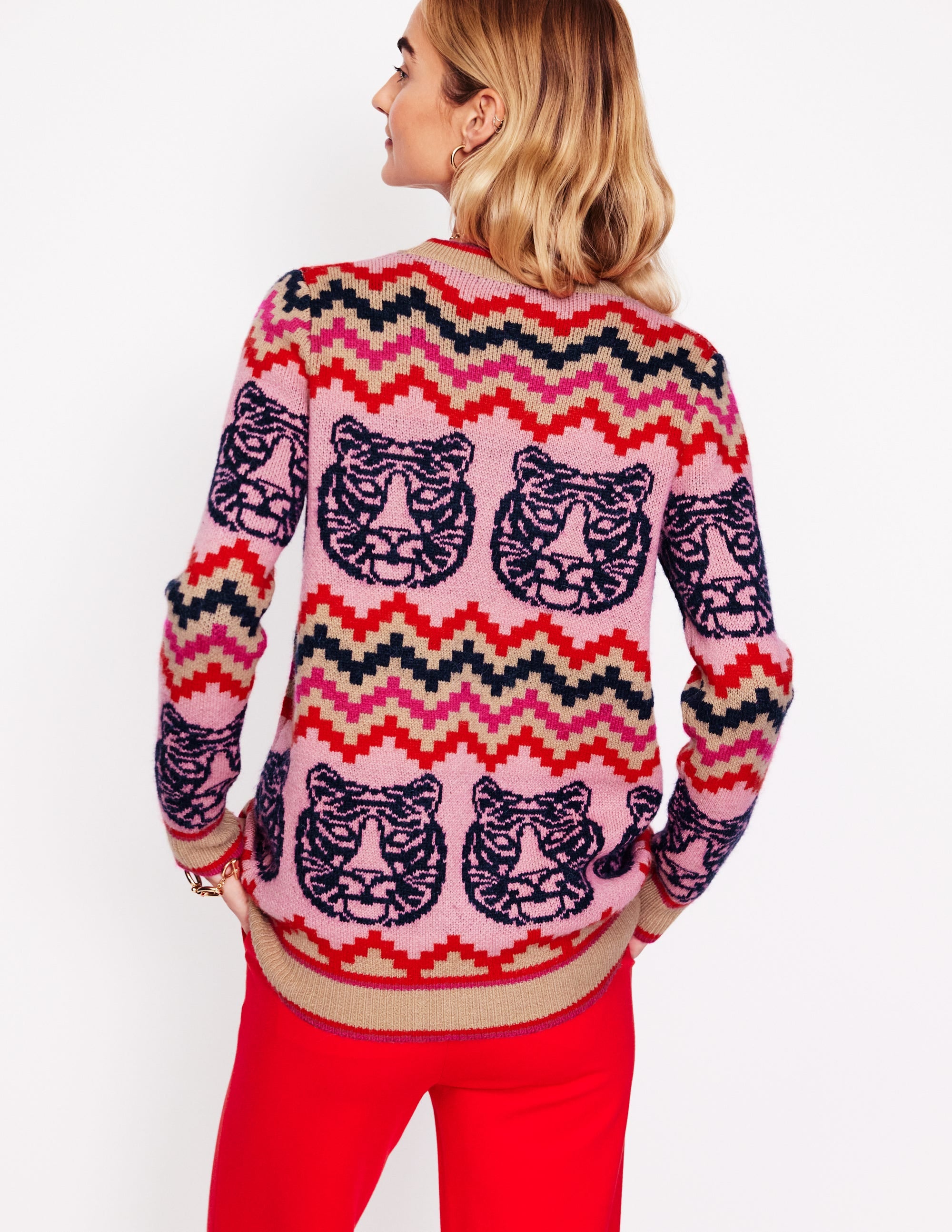 Quinn Strickjacke im Boyfriend-Stil-Bunt, Tiger - Image 3