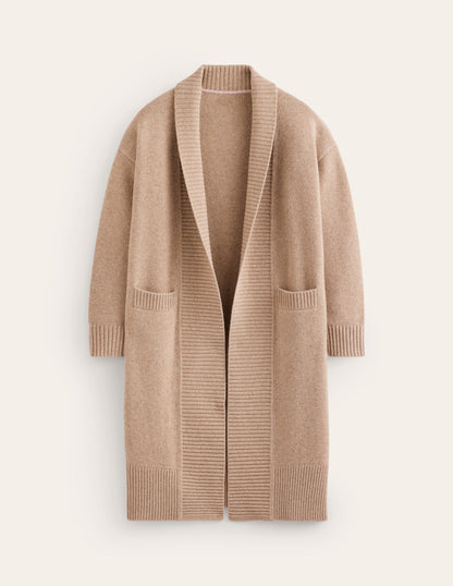 Longline Merino Cardigan-Oatmeal Melange