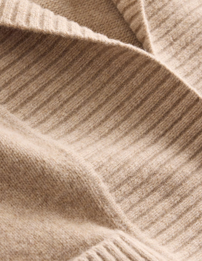 Longline Merino Cardigan-Oatmeal Melange