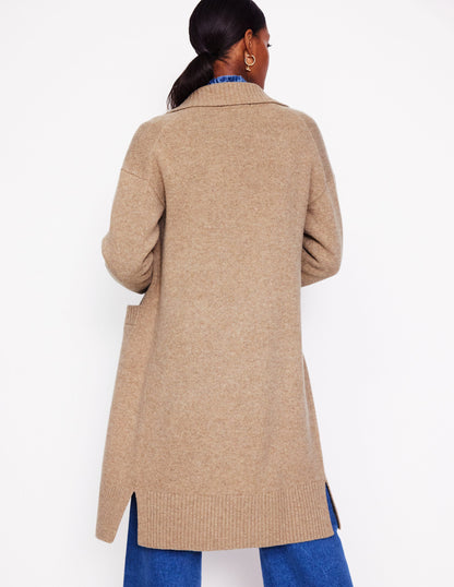 Longline Merino Cardigan-Oatmeal Melange