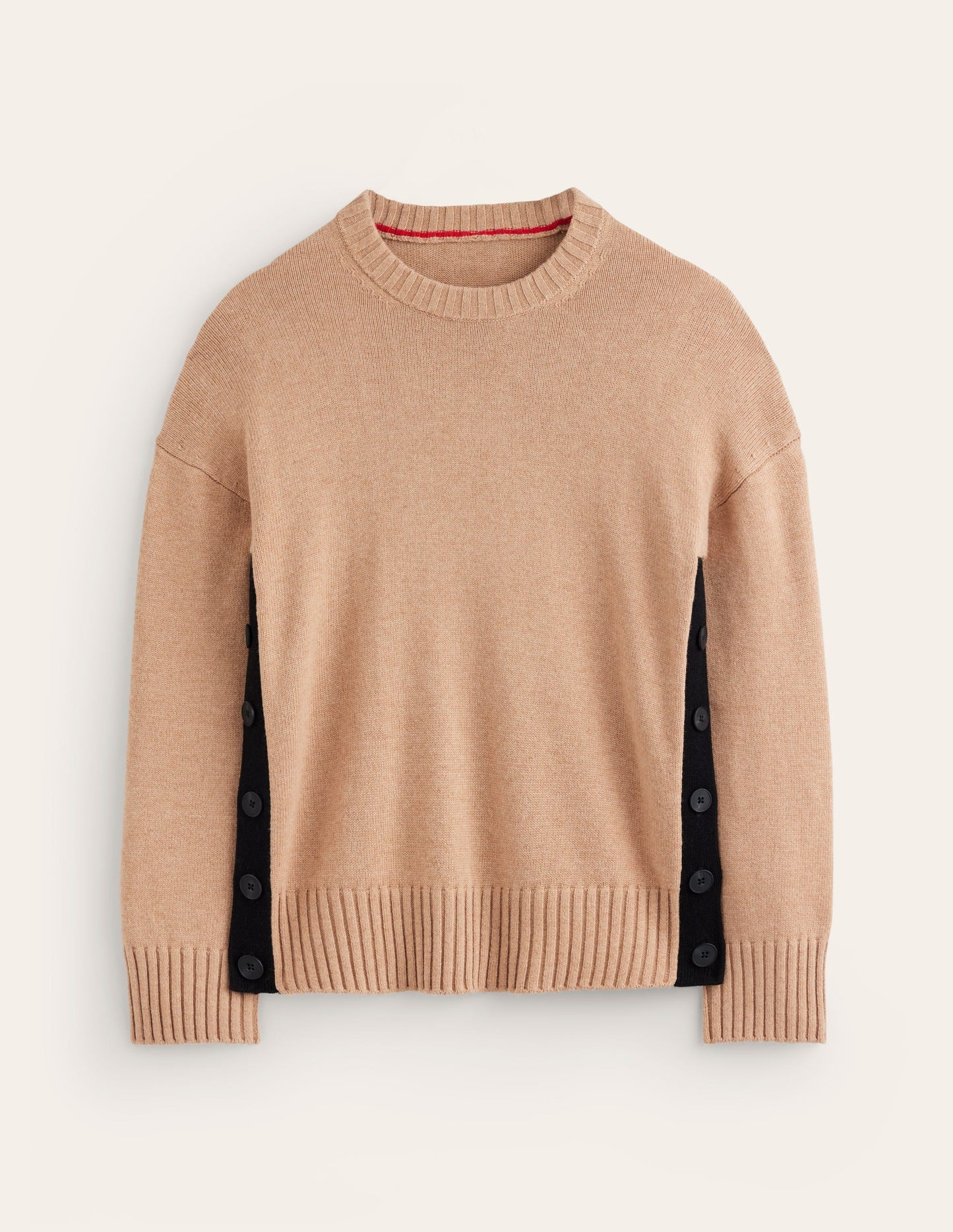 Zia Pullover mit seitlichen Knöpfen-Camel Meliert