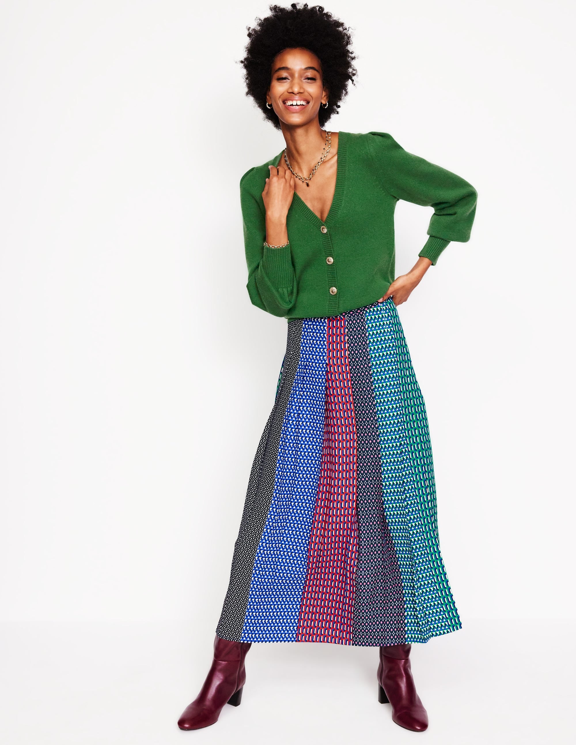 Plissierte Strickjacke aus Kaschmir-Kieferngrün - Image 4
