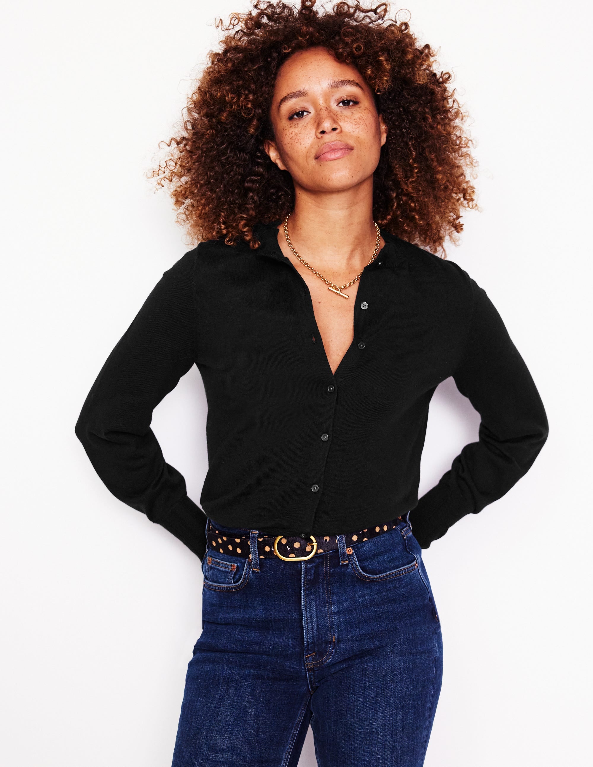 Imi Strickjacke mit Muschelsaum-Schwarz - Image 1