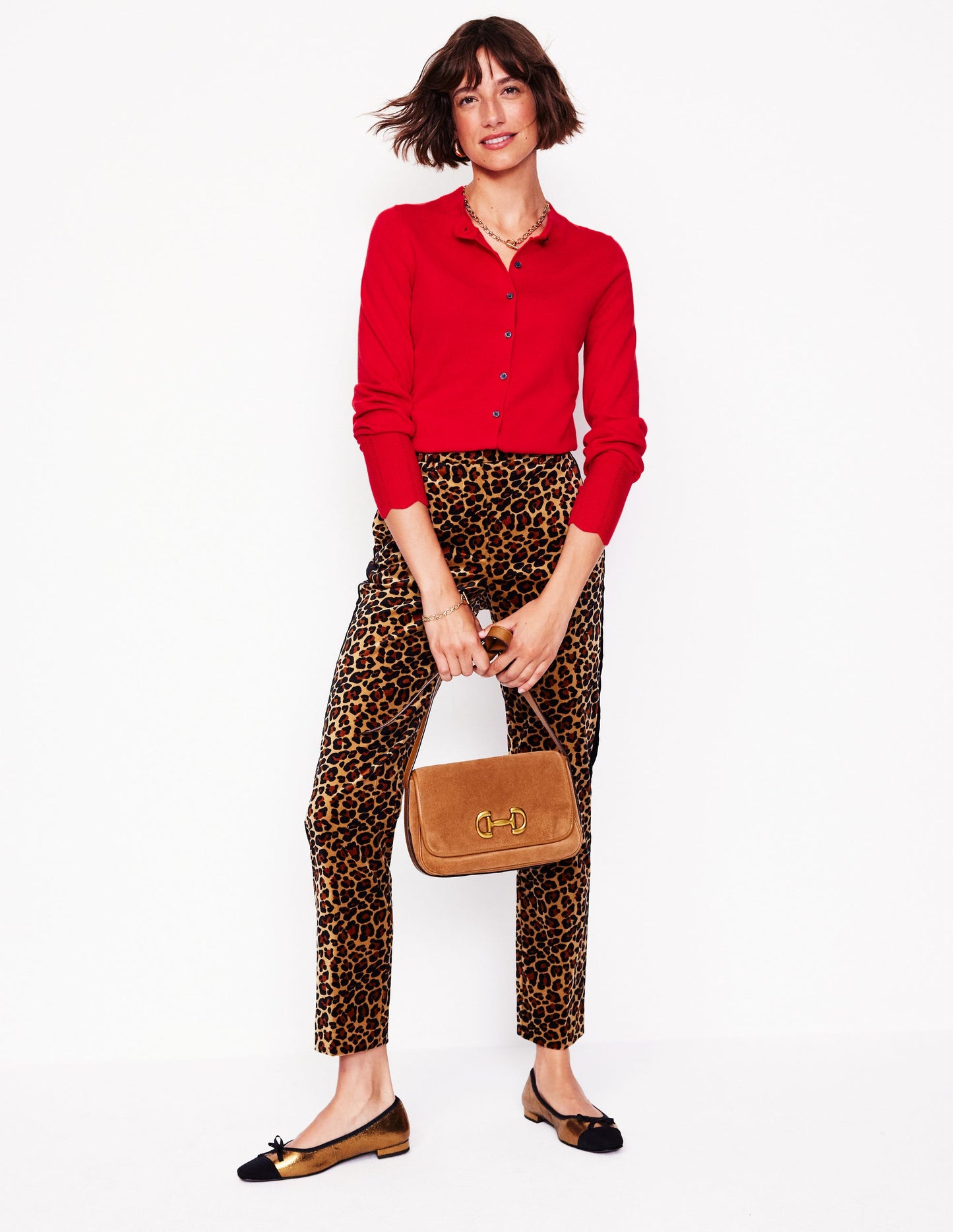 Imi Strickjacke mit Muschelsaum-Rouge