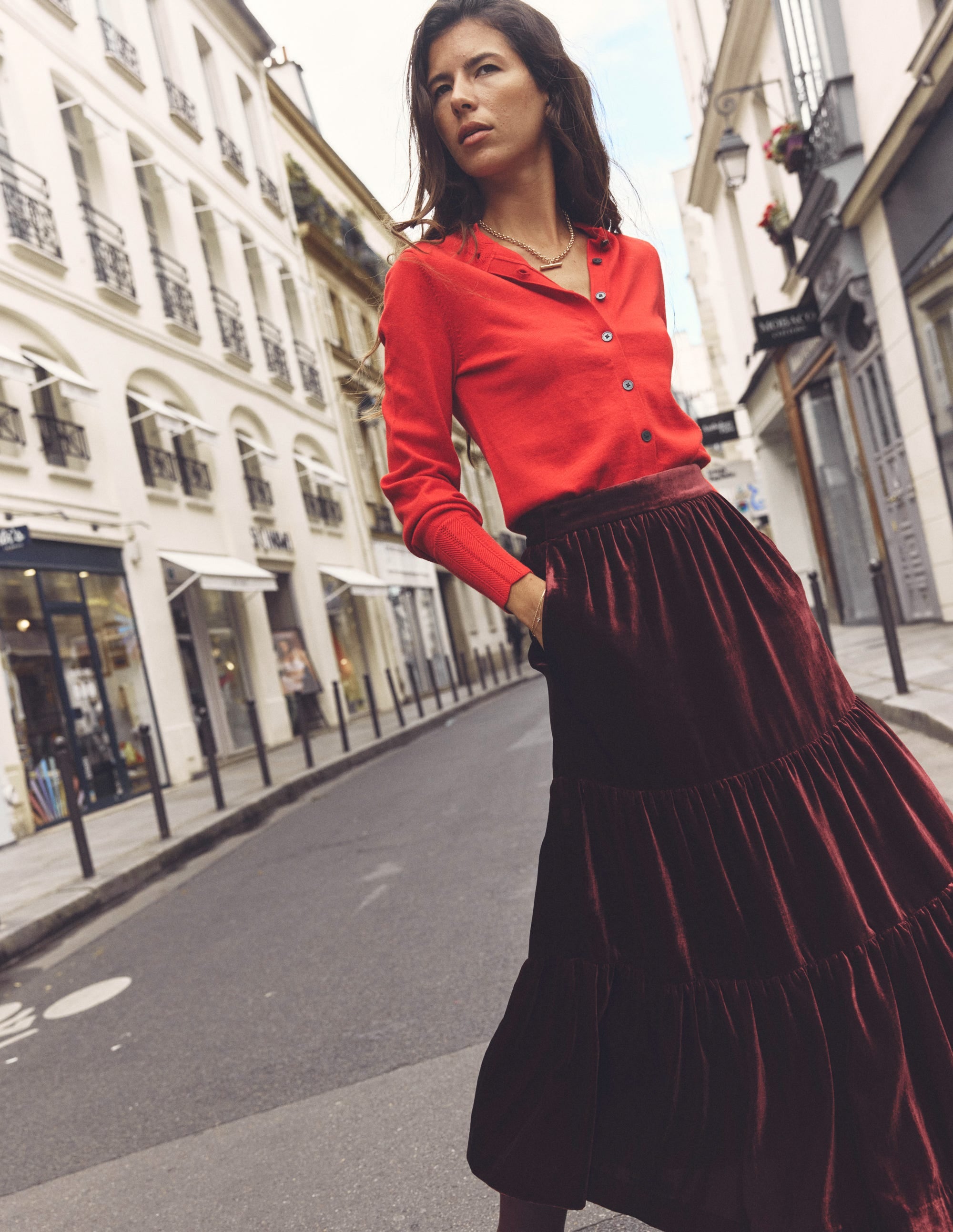 Gilet Imi festonné-Rouge éclatant - Image 5