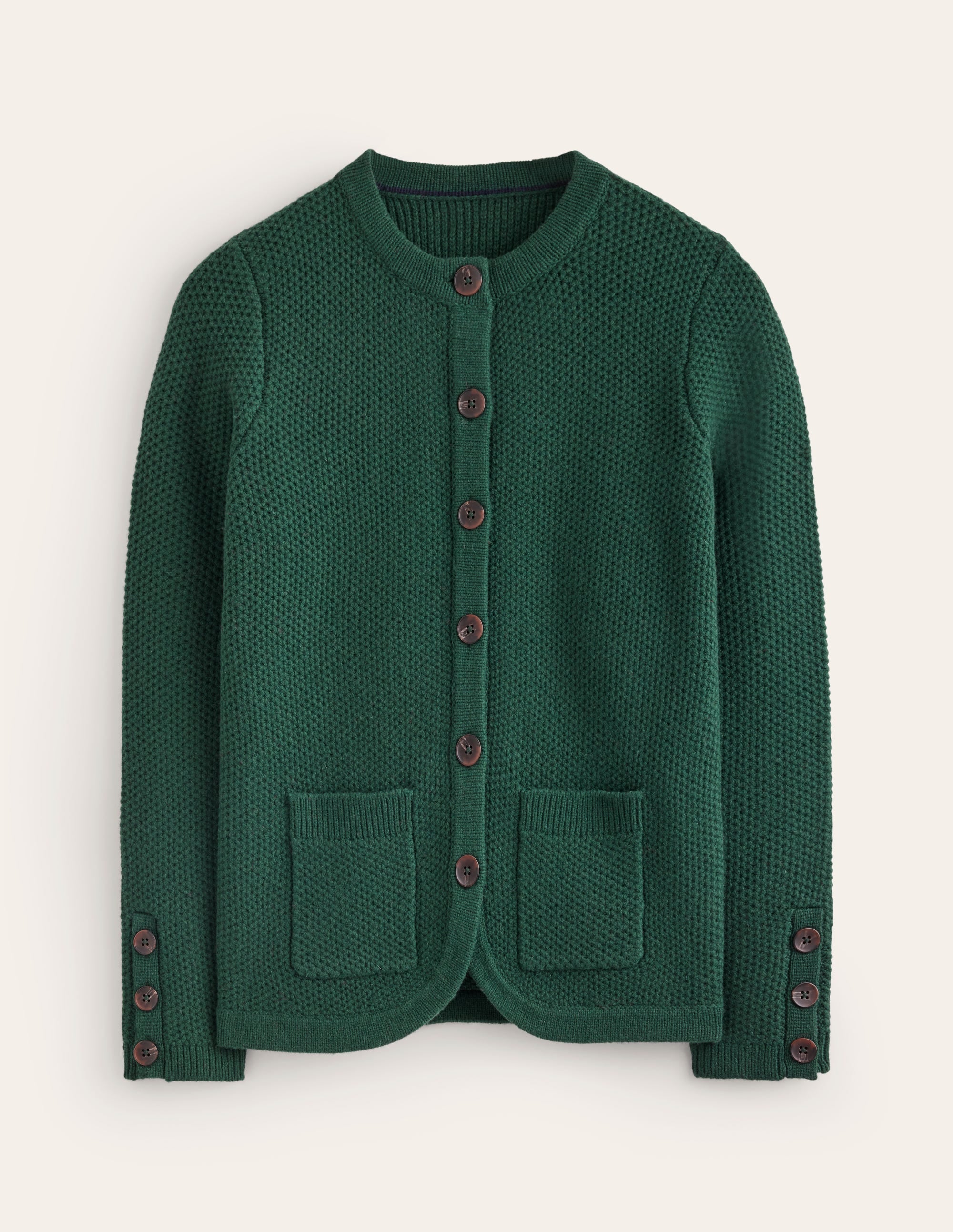 Texturierte Strickjacke mit Ziernaht-Dunkles Zederngrün - Image 5