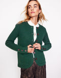 Texturierte Strickjacke mit Ziernaht-Dunkles Zederngrün