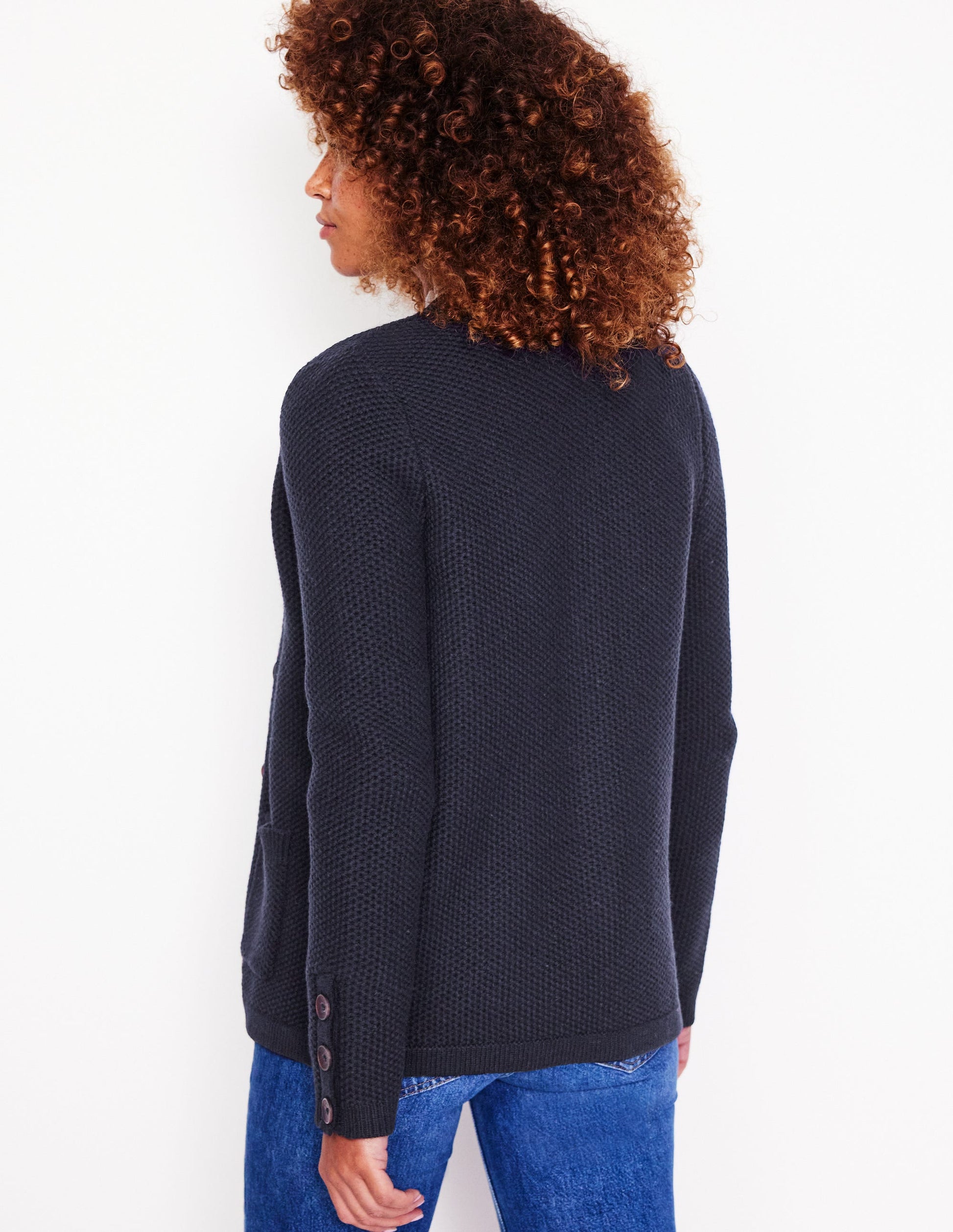 Gilet à maille texturée-Bleu Marine, Petits Pois-3