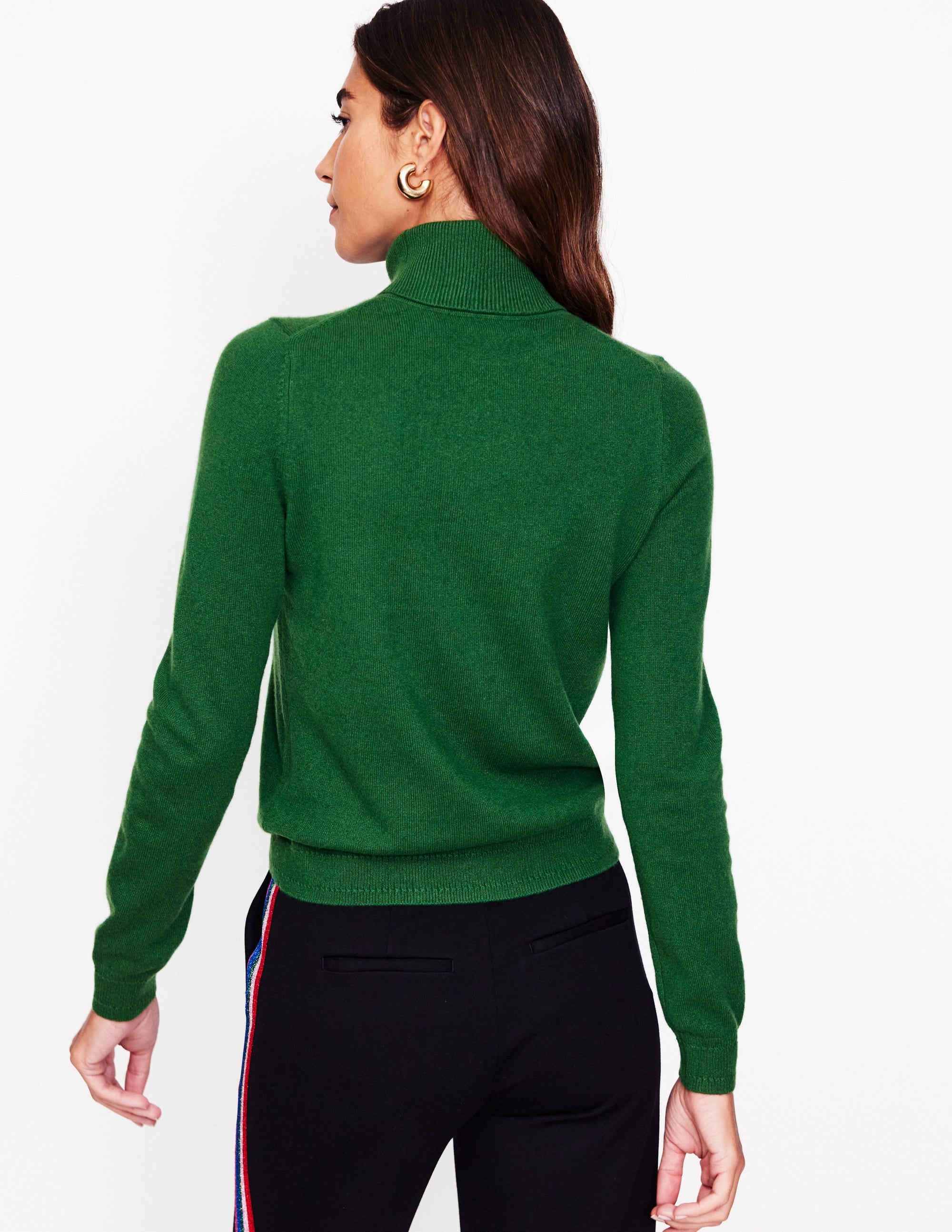 Eva Cashmere Roll Neck Jumper-Pine Green - Image 3
