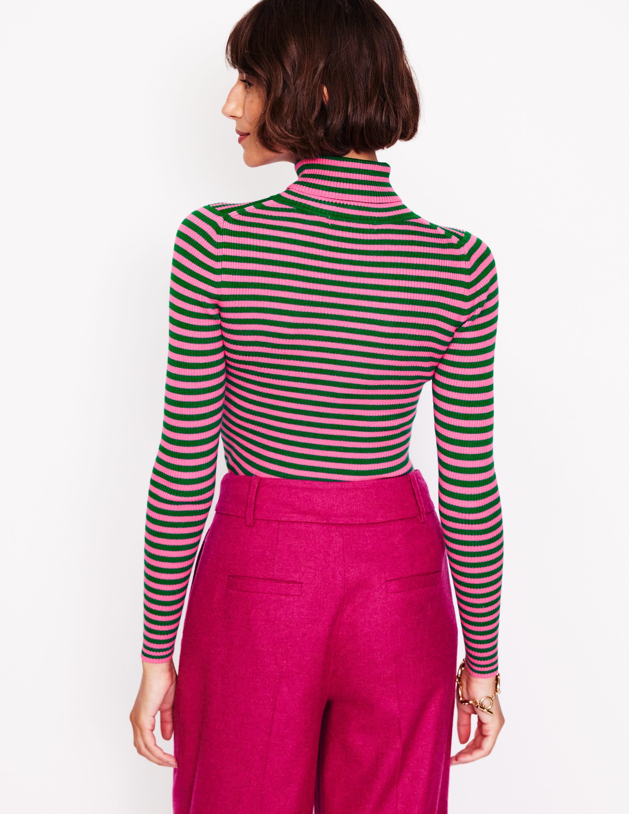 Catriona Rollkragenpullover-Karminrosa, Malachitgrün - Image 3