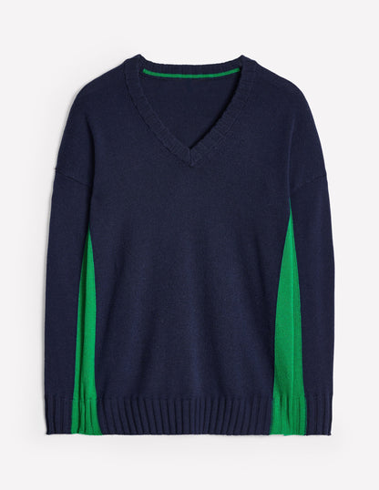 Zia Lang geschnittener Pullover-Aqua Marine Marl