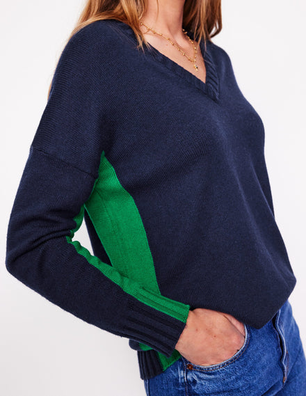 Zia Lang geschnittener Pullover-Aqua Marine Marl