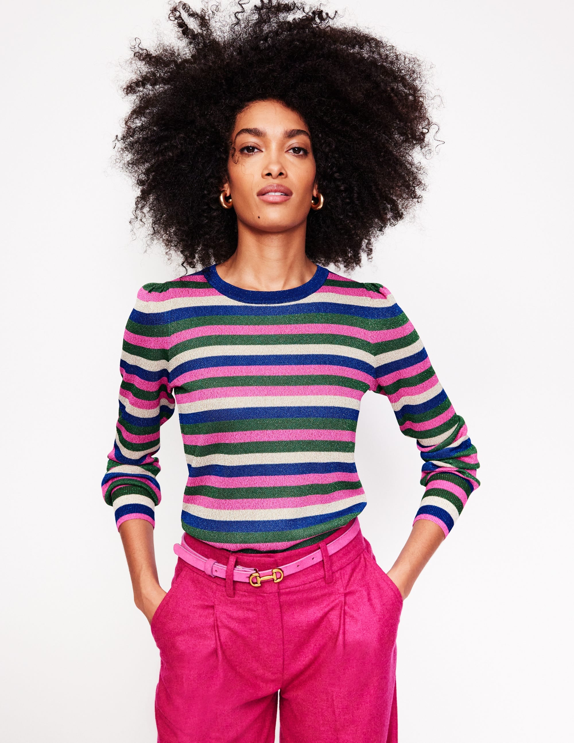 Pull de fête rayé-À Rayures Multicolores - Image 1