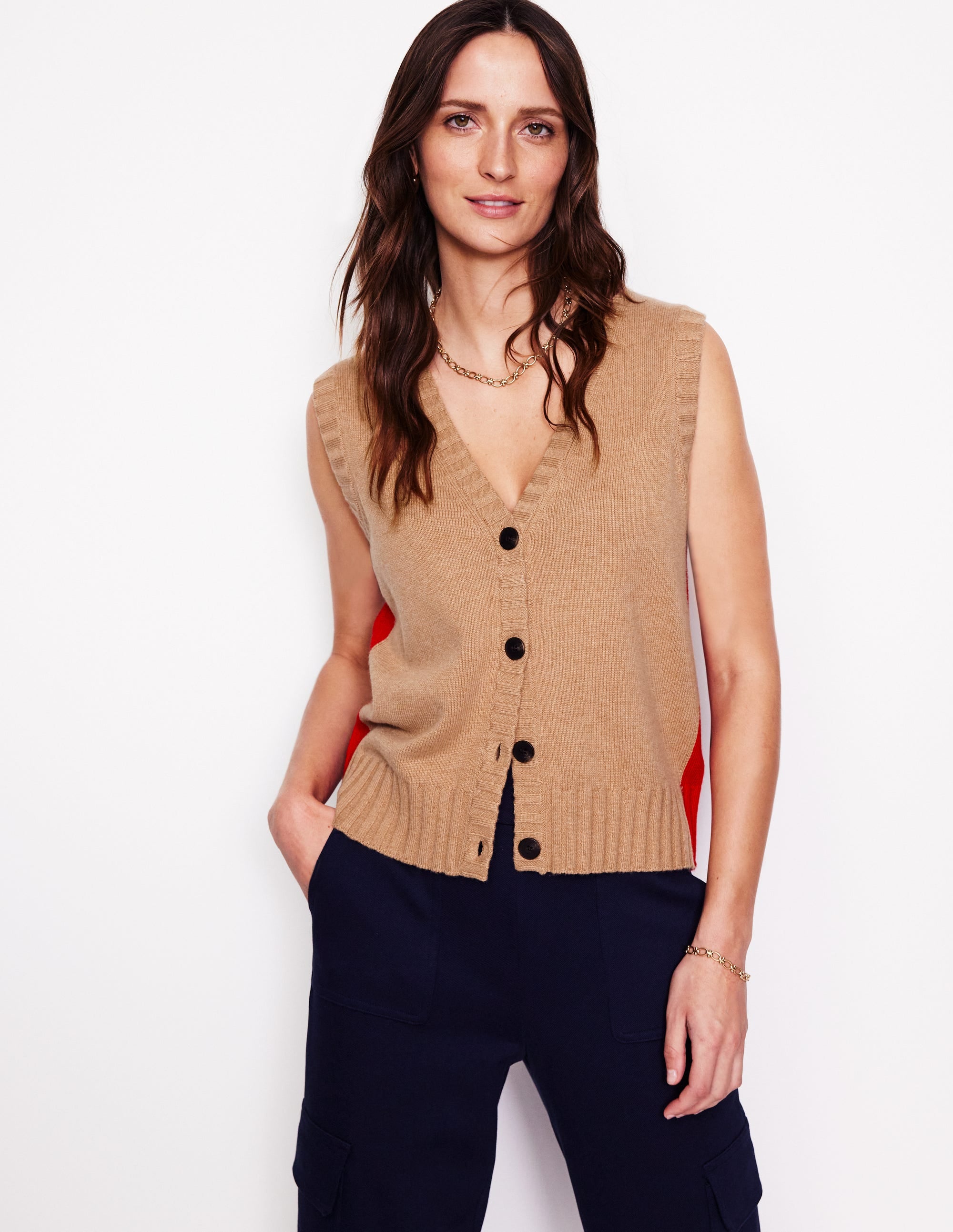 Zia Strickweste-Camel Meliert - Image 1
