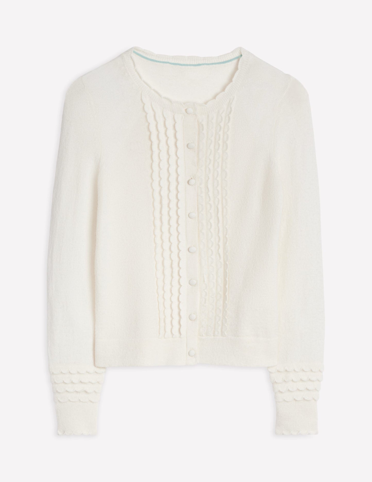 Scallop Sleeve Cardigan-Warm Ivory