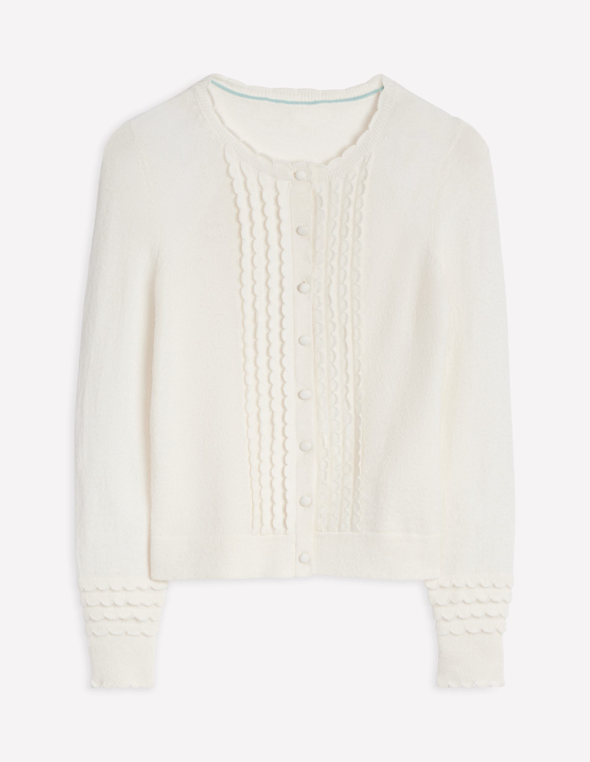Strickjacke mit Muschelsaum an den Ärmeln-Warmes Naturweiß - Image 5