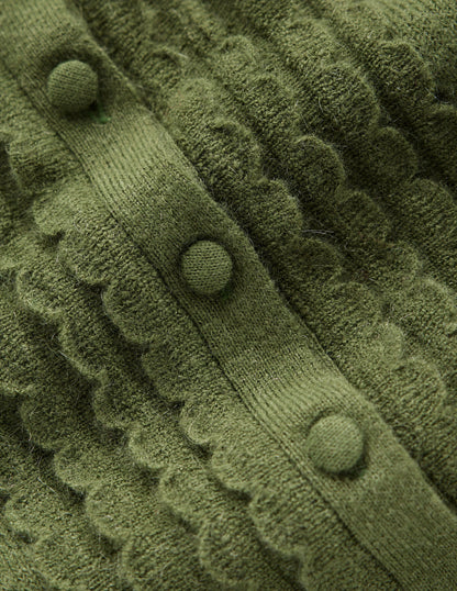 Cardigan à manches festonnées-Vert Origan-7