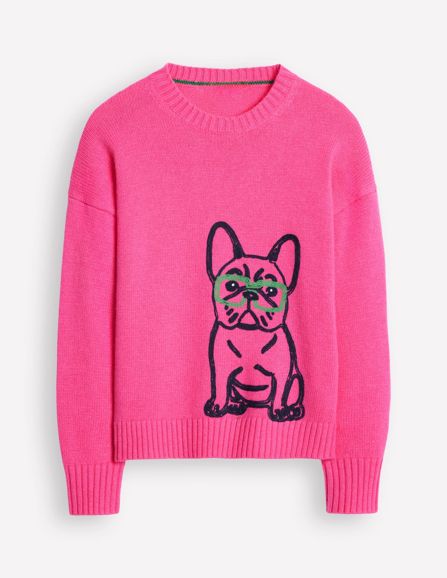 Natalie Pullover mit Stickerei-Festliches Rosa, Bulldogge