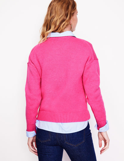 Natalie Pullover mit Stickerei-Festliches Rosa, Bulldogge