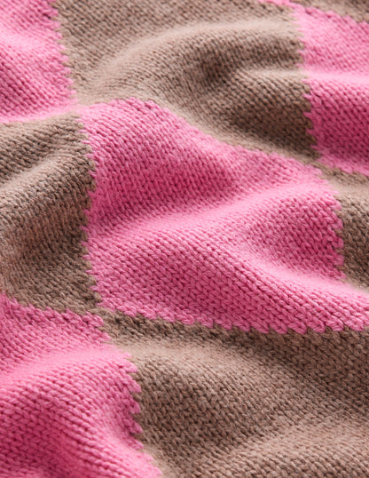 Argyle-Pullover mit Rundhalsausschnitt-Nerz Meliert, Rosa