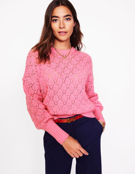 Dicker Pointelle-Pullover-Pink Icing