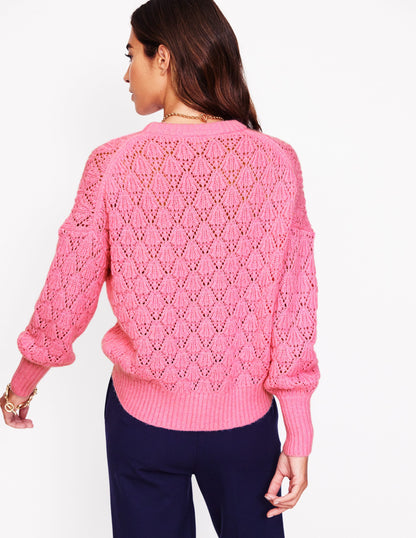 Dicker Pointelle-Pullover-Pink Icing