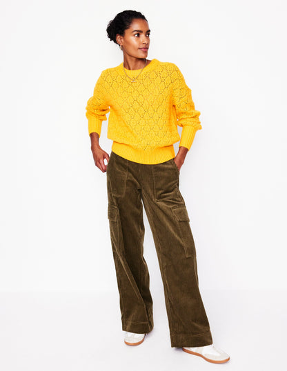 Chunky Pointelle Jumper-Pineapple Yellow