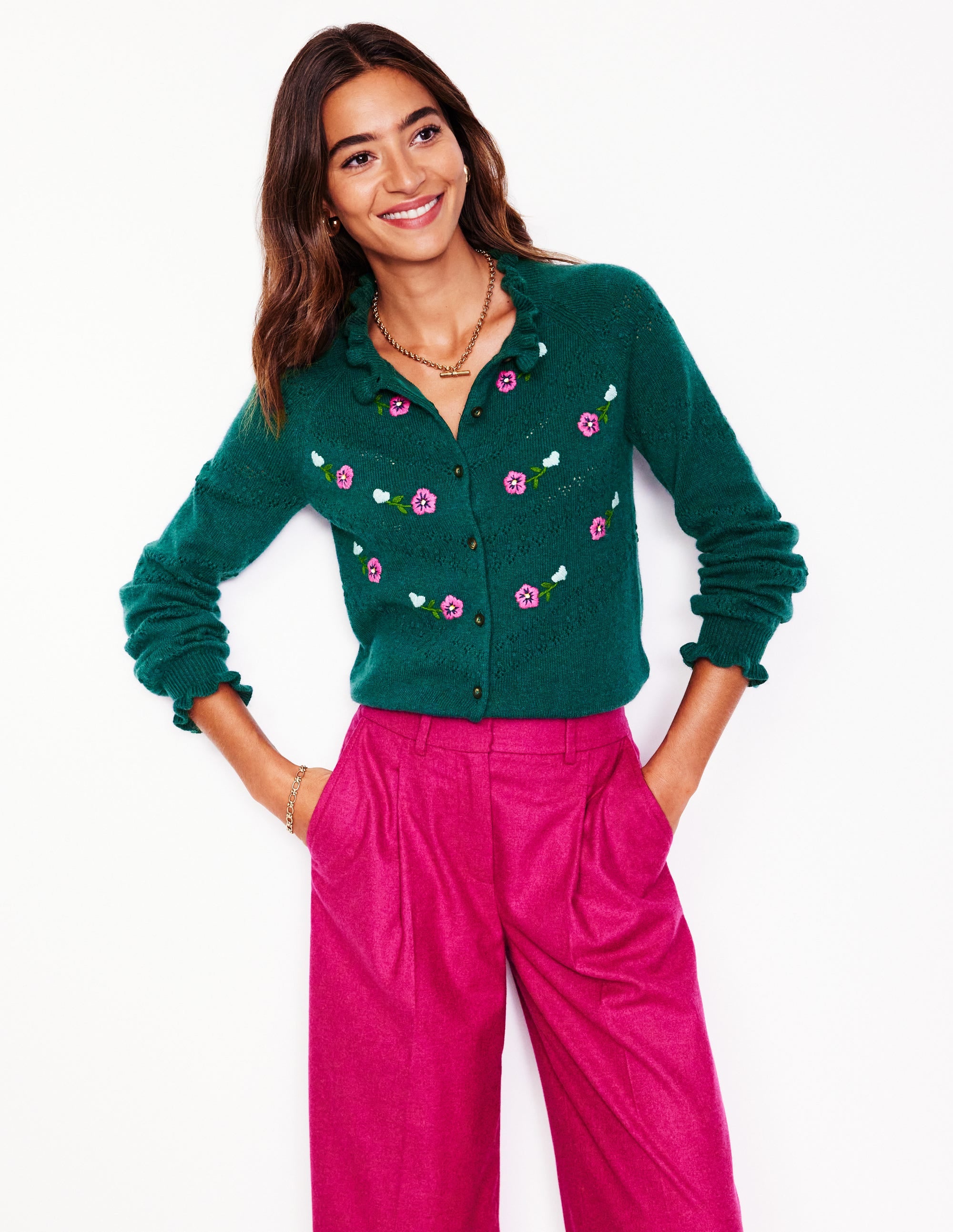 Gilet Fae brodé-Vert Clairière - Image 1