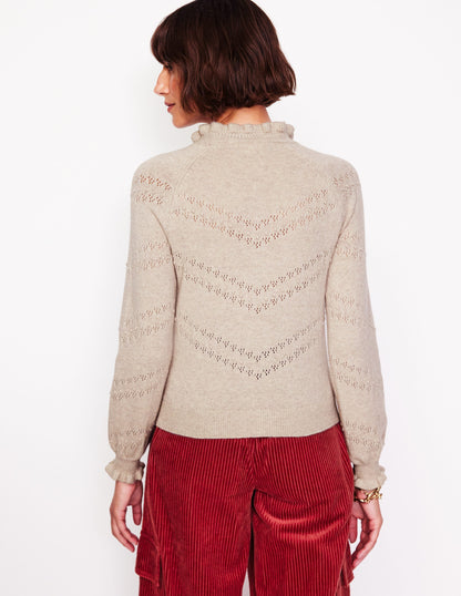 Fae Bestickte Strickjacke-Beige Meliert