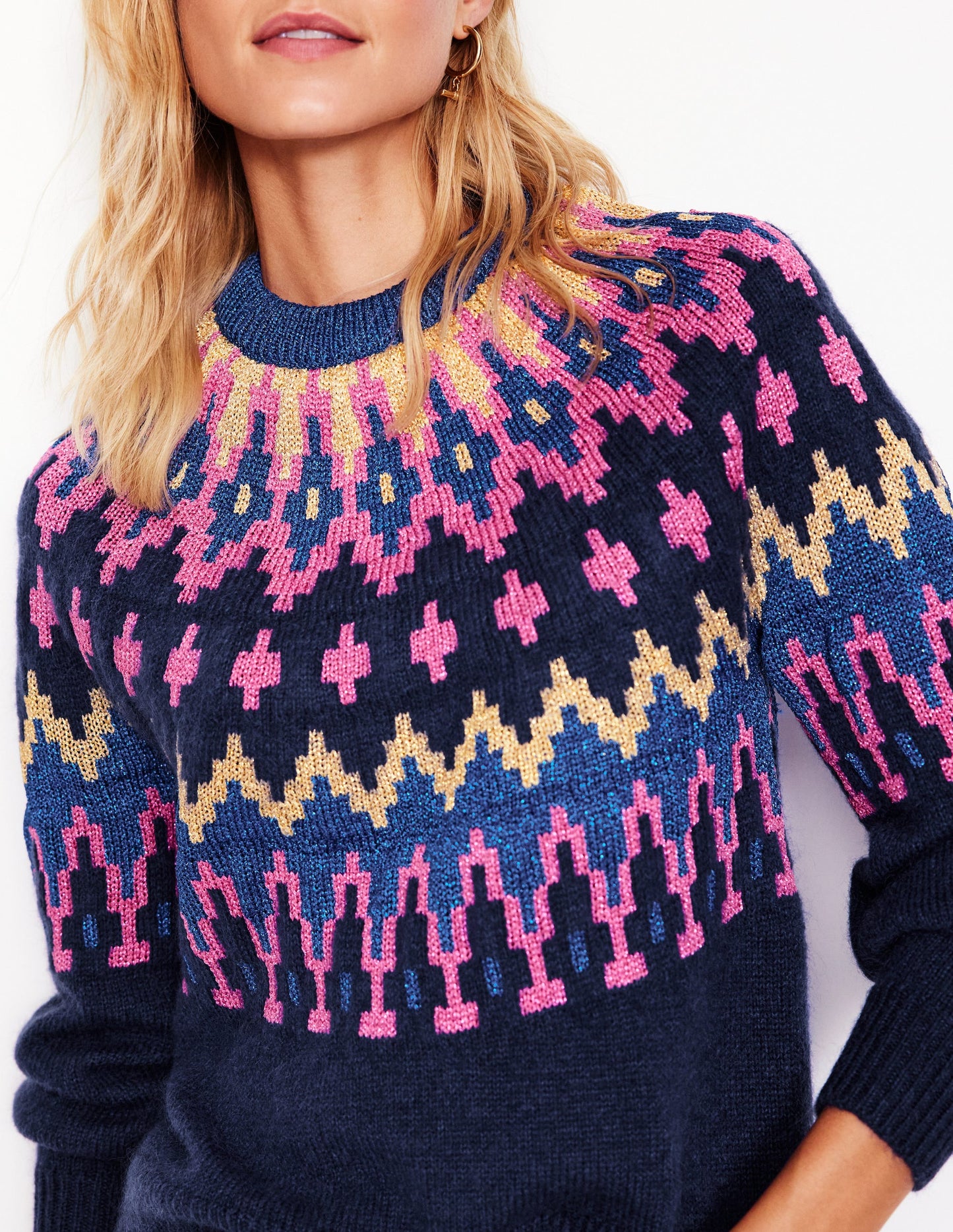 Kat Glitzernder Fair-Isle-Pullover-Aqua Marine Marl