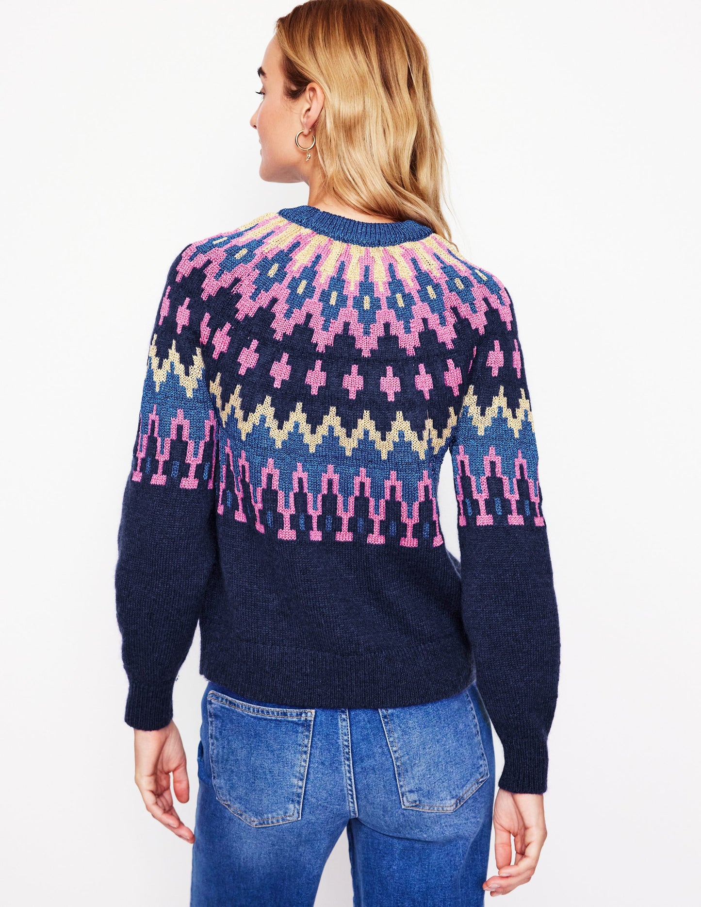 Kat Glitzernder Fair-Isle-Pullover-Aqua Marine Marl