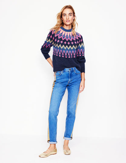 Kat Glitzernder Fair-Isle-Pullover-Aqua Marine Marl