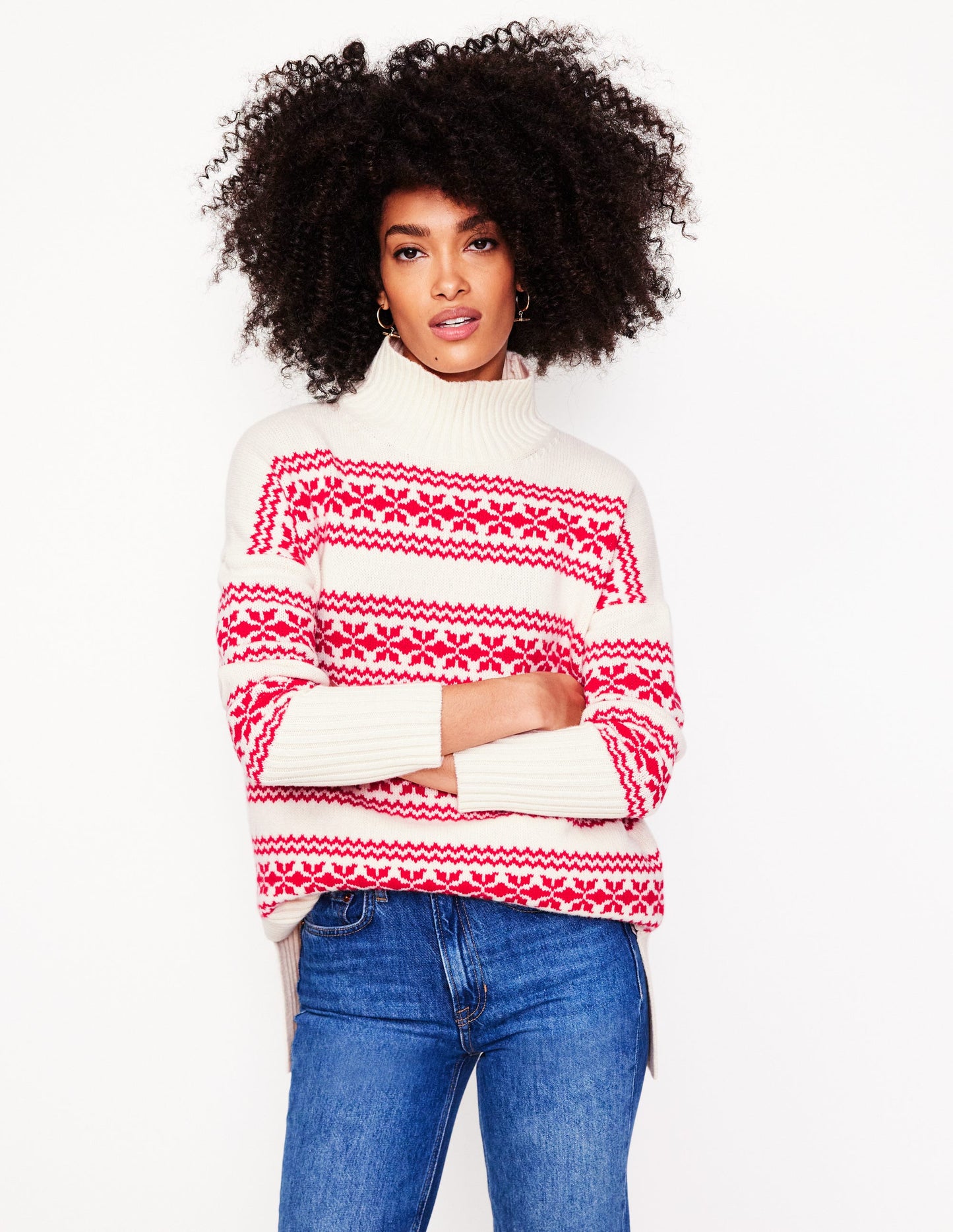 Jessica Oversize-Pullover-Rot Fair-Isle