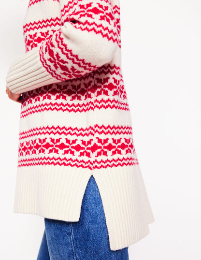 Jessica Oversize-Pullover-Rot Fair-Isle