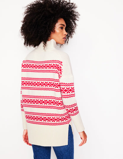 Jessica Oversize-Pullover-Rot Fair-Isle