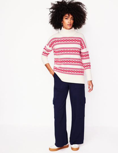 Jessica Oversize-Pullover-Rot Fair-Isle