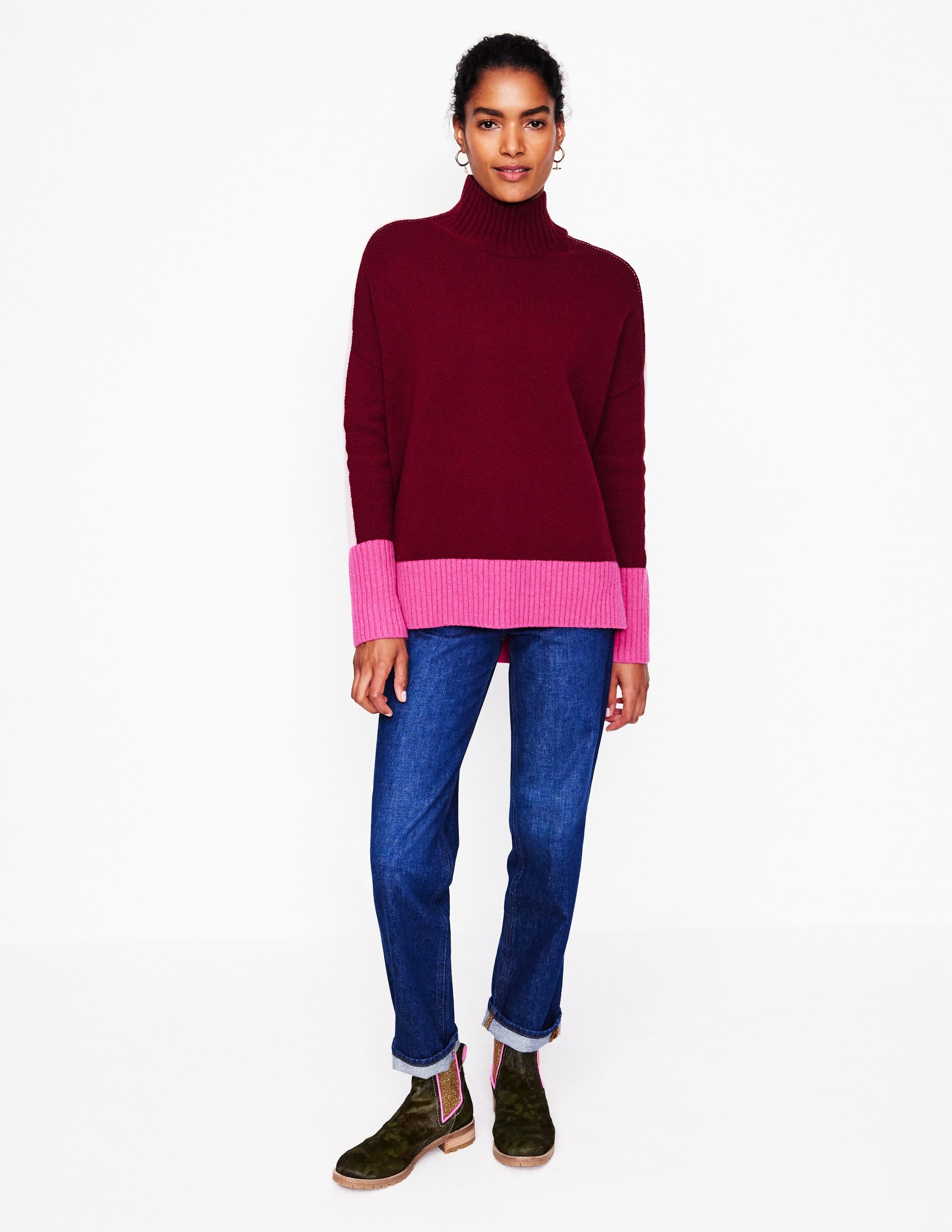 Pull Jessica oversize-Wistéria Foncé, Bloc de Couleur - Image 5