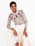 Pullover mit Bommeln-Beige