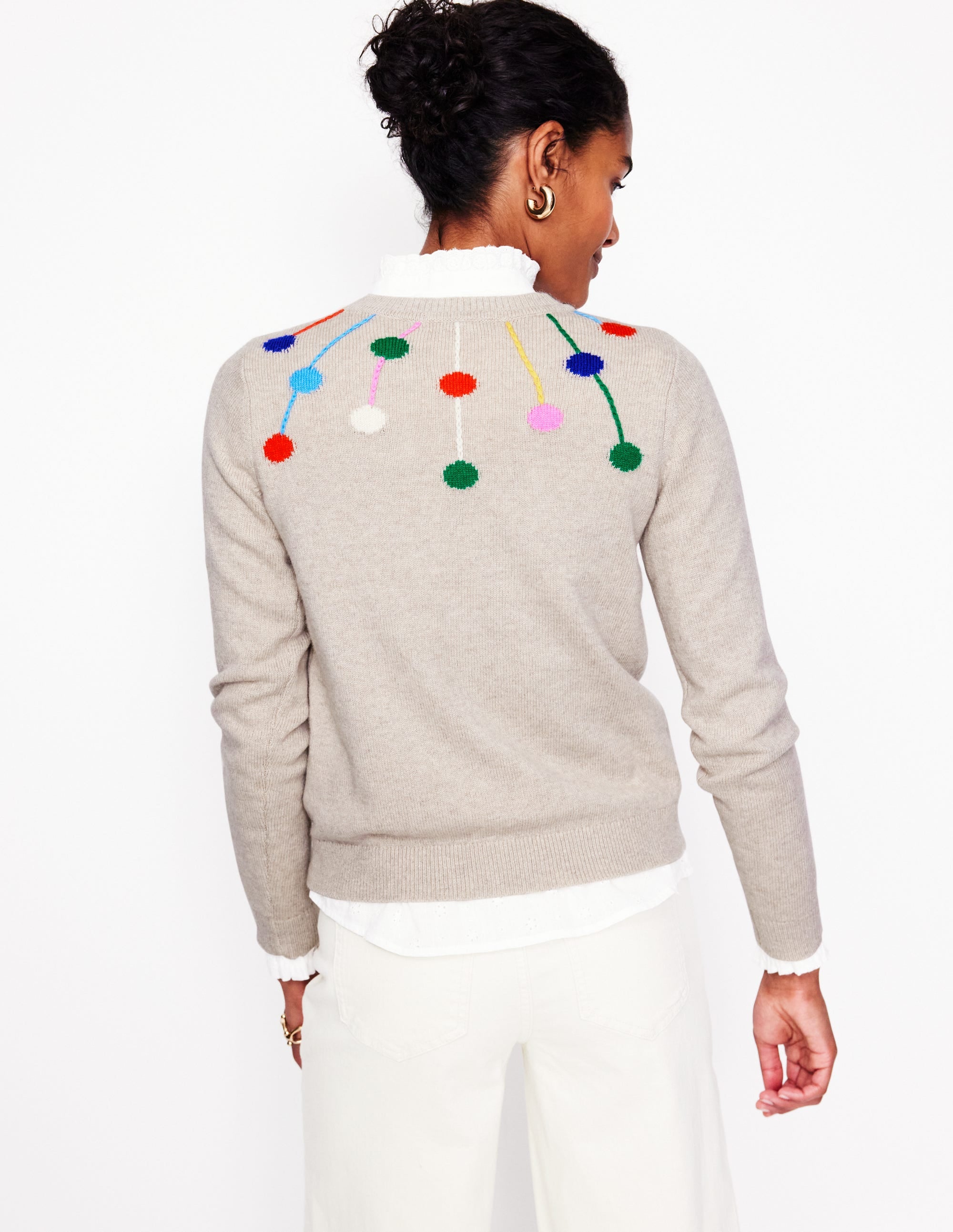 Pullover mit Bommeln-Beige - Image 3