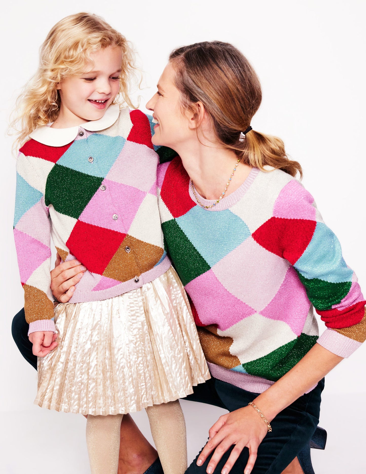 Glitzernder Argyle-Pullover-Bunt Regenbogen, Argyle