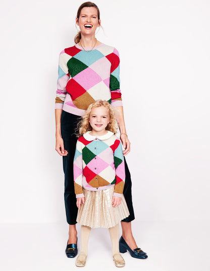 Glitzernder Argyle-Pullover-Bunt Regenbogen, Argyle