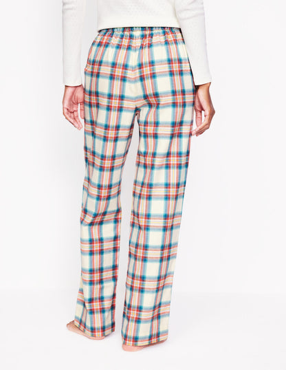 Brushed Cotton Pyjama Trousers-Eggnog & Orange Check