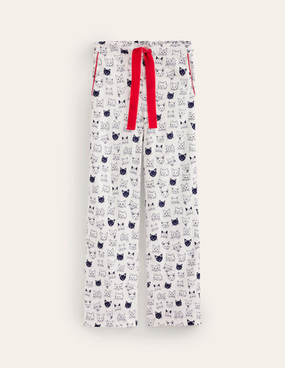 Brushed Cotton Pyjama Trousers-Ivory, Cats